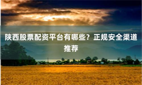 陕西股票配资平台有哪些？正规安全渠道推荐